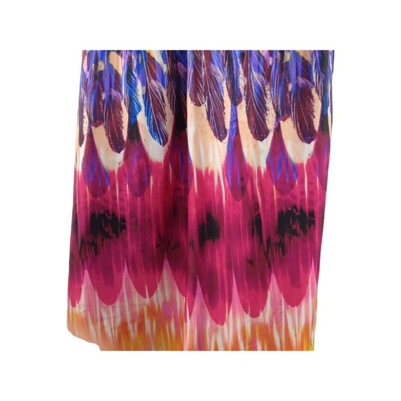 Bisou Bisou One shoulder boho tie dye style maxi flow lined dress w/belt US 8 - Picture 13 of 15